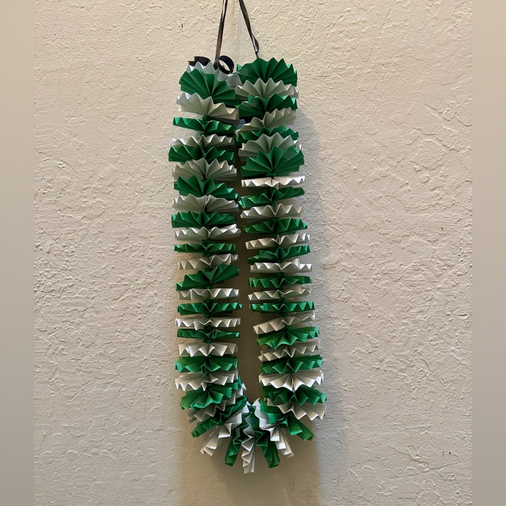 Handmade Green & Yellow Paper Lei